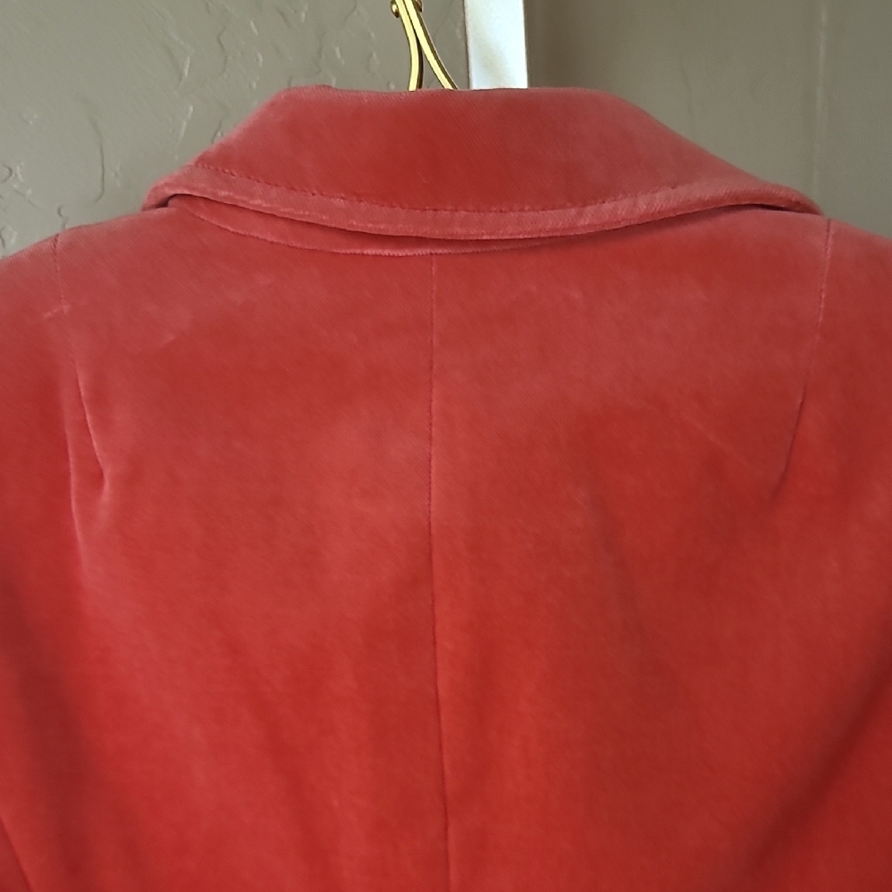 J. Crew 2008 Women's Velvet Dark Coral Red Blazer 100% Cotton - Picture 13 of 16